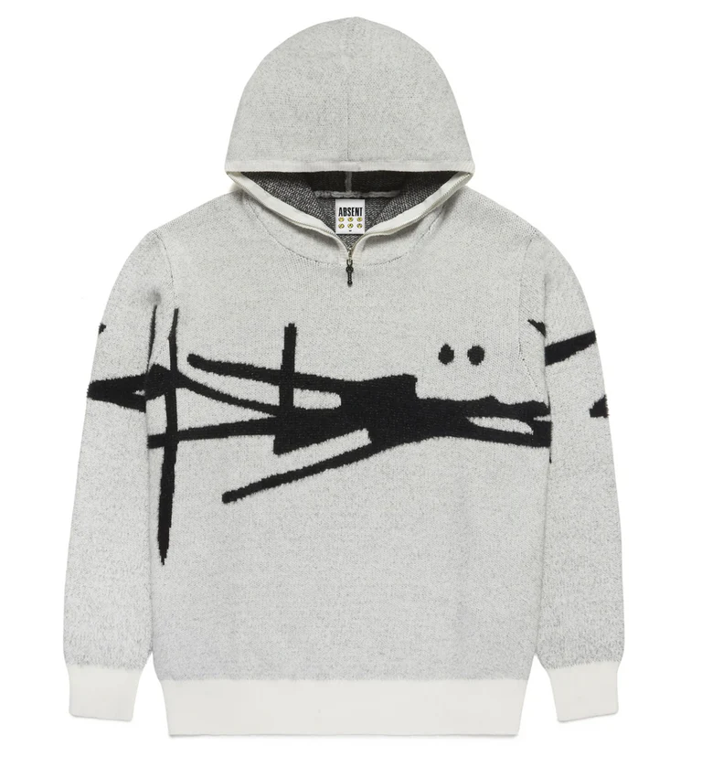 Absent Ash Mohair Knit Quarter Zip Balaclava Hoodie