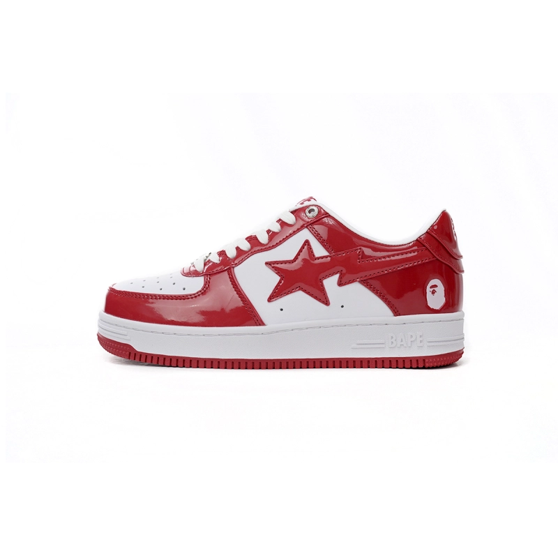 A Bathing Ape Bape Sta Patent Leather White Red 1I70-291-0211I70-191-022