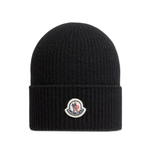 Moncler Cashmere Wool Beanie Black