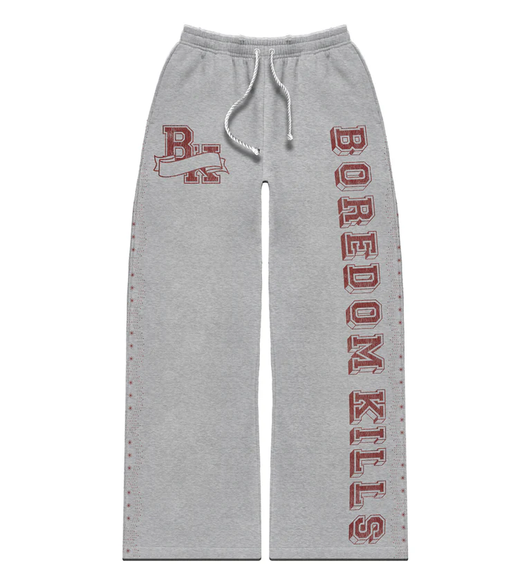 Boredom Kills Collegiate Sweats GreyRed