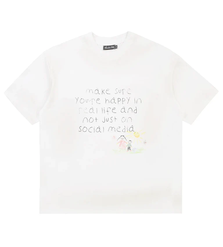 Boredom Kills Happy in Real Life Tee White