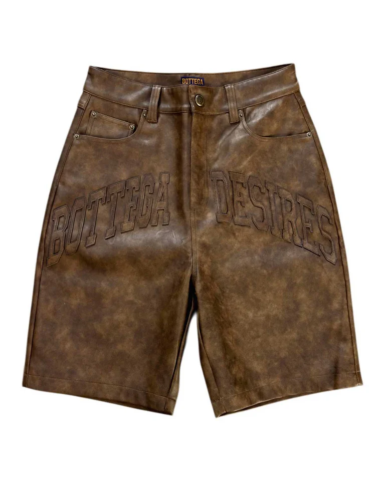 Bottega Desires Leather Shorts Brown