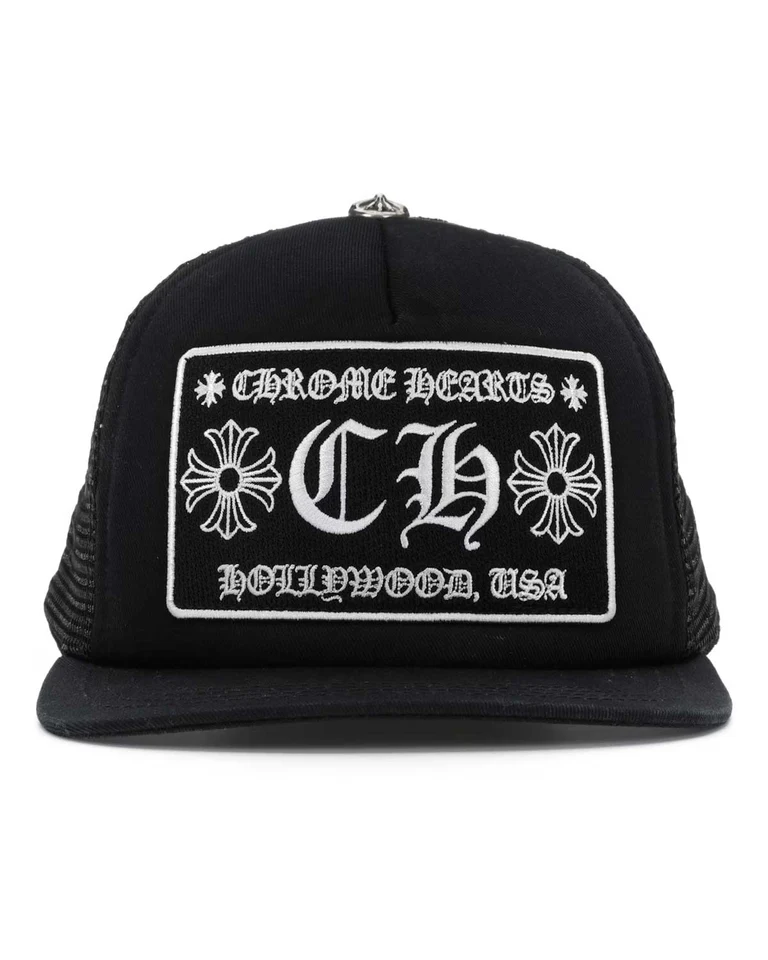 Chrome Hearts Black Hollywood Trucker Cap