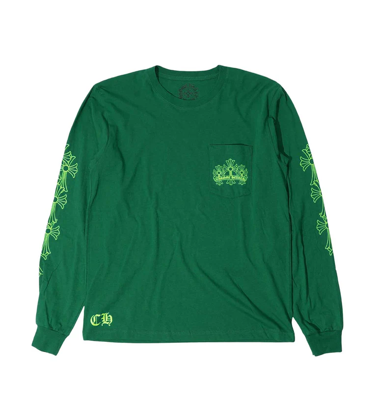 Chrome Hearts Cemetery Cross LS Tee KellyGlo Green