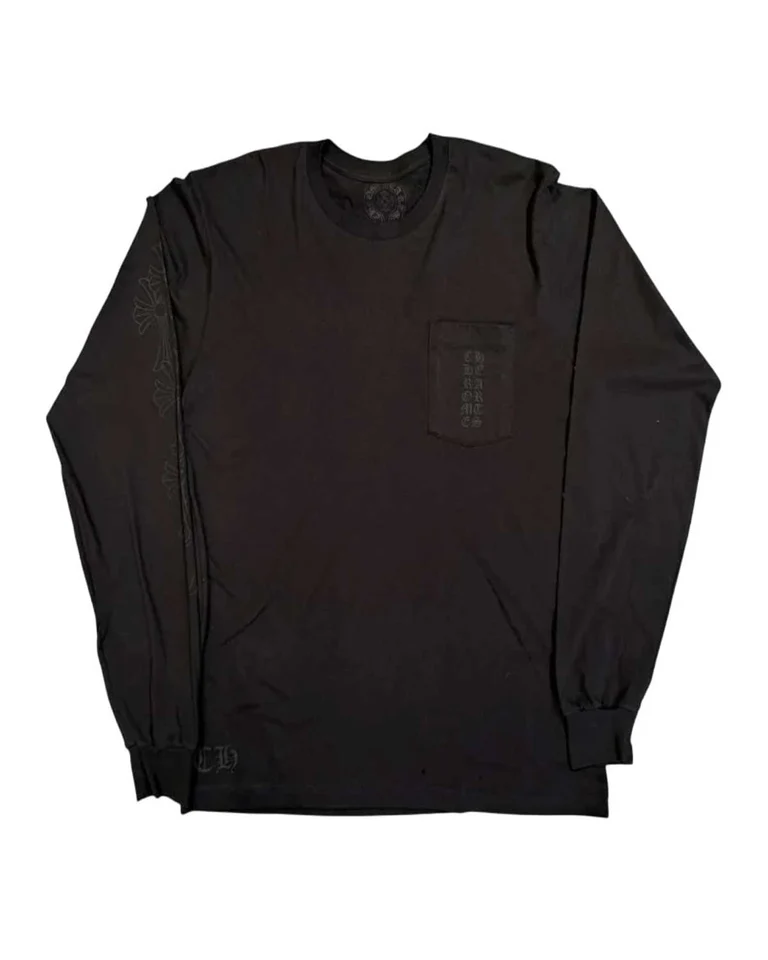 Chrome Hearts Cemetery Vertical Logo LS Tee Black Miami Exclusive'