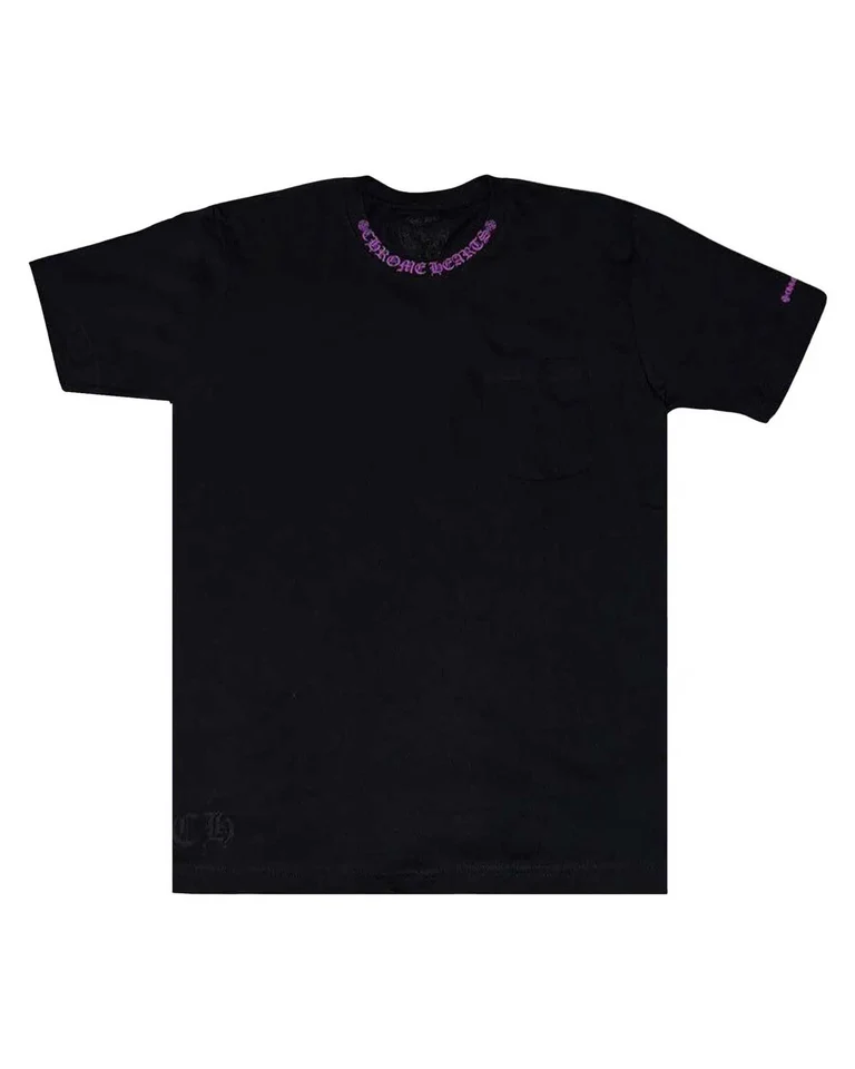 Chrome Hearts Neck Logo Pocket Tee BlackPurple