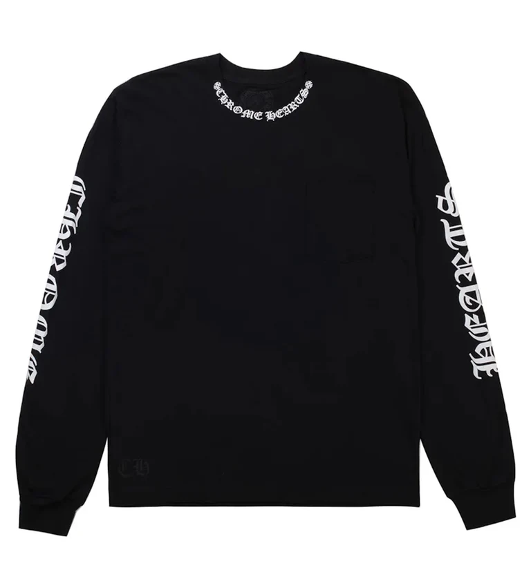 Chrome Hearts Neck Logo Scroll LS Tee Black