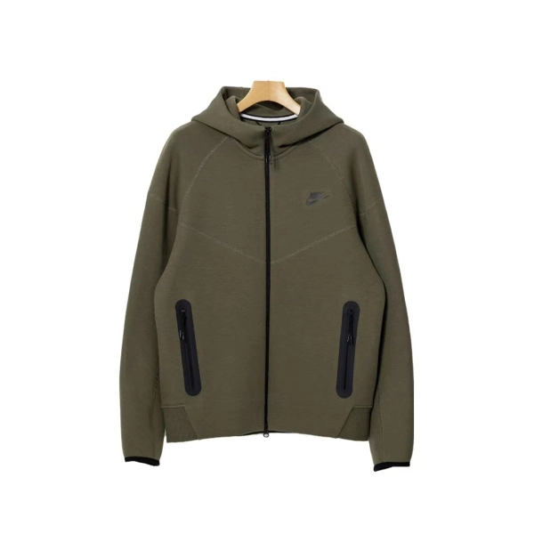 Nike Sportswear Tech Fleece Full-Zip Hoodie Joggers Set Dark Heather Green and Black