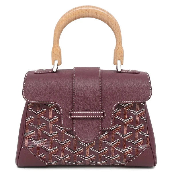 GOYARD Saigon Mini Soft Bag 2-Way Handbag Calfskin  Canvas Burgundy #HDB210