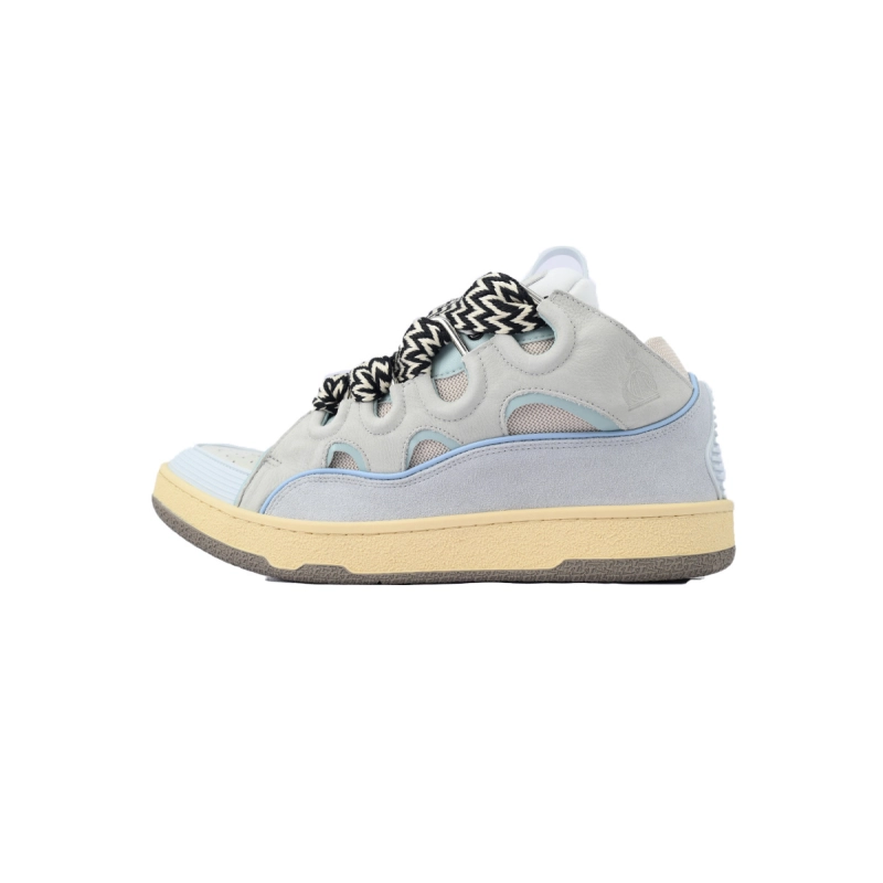Lanvin Leather Curb Light Blue Sneaker