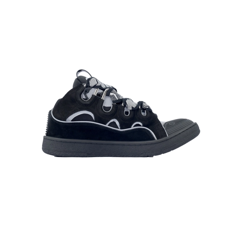 Lanvin Leather Curb Black Grey Reflective Sneaker
