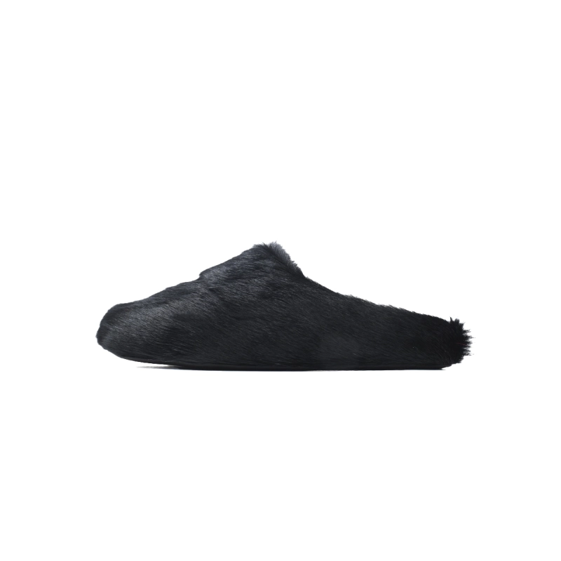 Marni Long-hair Calfskin Fussbett Sabot Black SBMR000600P412200N99