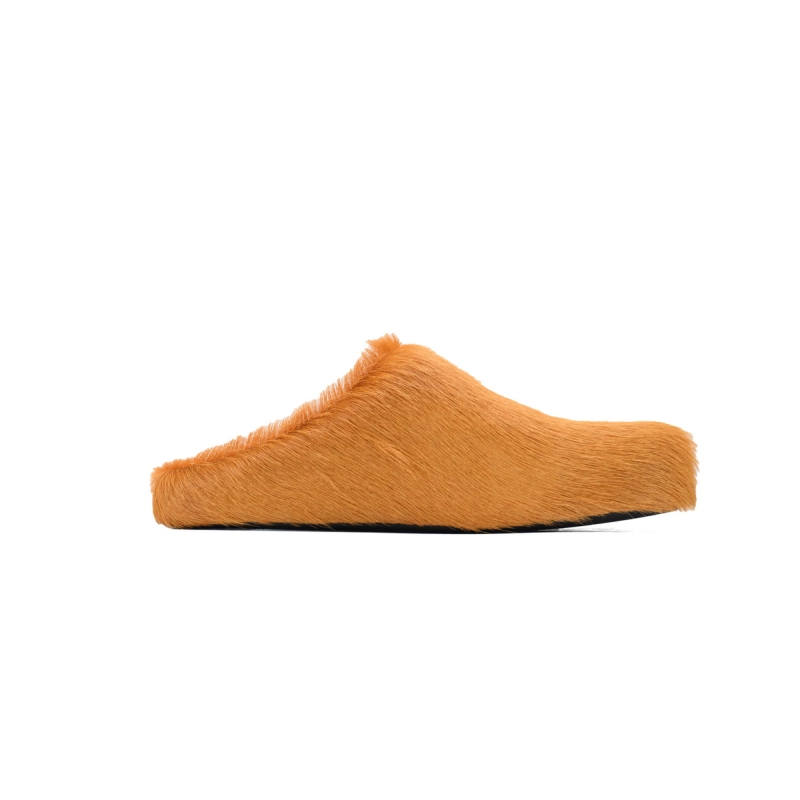 Marni Long-hair Calfskin Fussbett Sabot Earthy Yellow