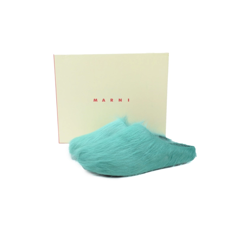 Marni Long-hair Calfskin Fussbett Sabot Green SBMR000600P412200V38