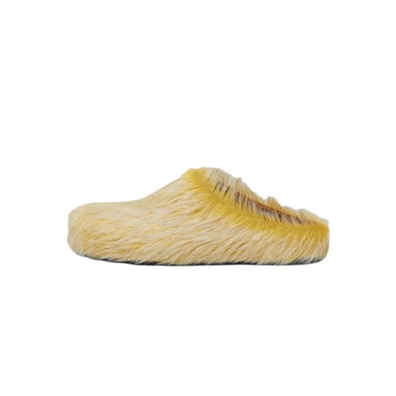 Marni Long-hair Calfskin Fussbett Sabot Light Yellow Brown