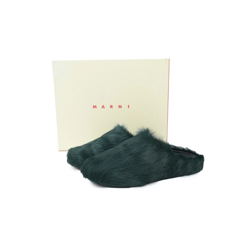 Marni Long-hair Calfskin Fussbett Sabot Sea Green SBMR000600P412200V78