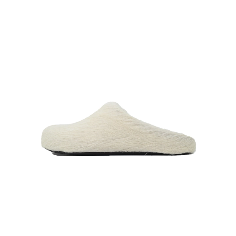 Marni Long-hair Calfskin Fussbett Sabot White