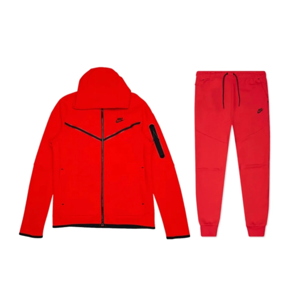 Nike Sportswear Tech Fleece Full Zip Hoodie & Joggers Set University Red
