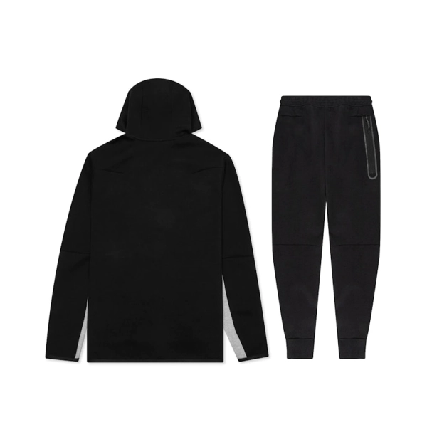 Nike Sportswear Tech Fleece Full Zip Hoodie Joggers Set Black And Dark Grey Heather