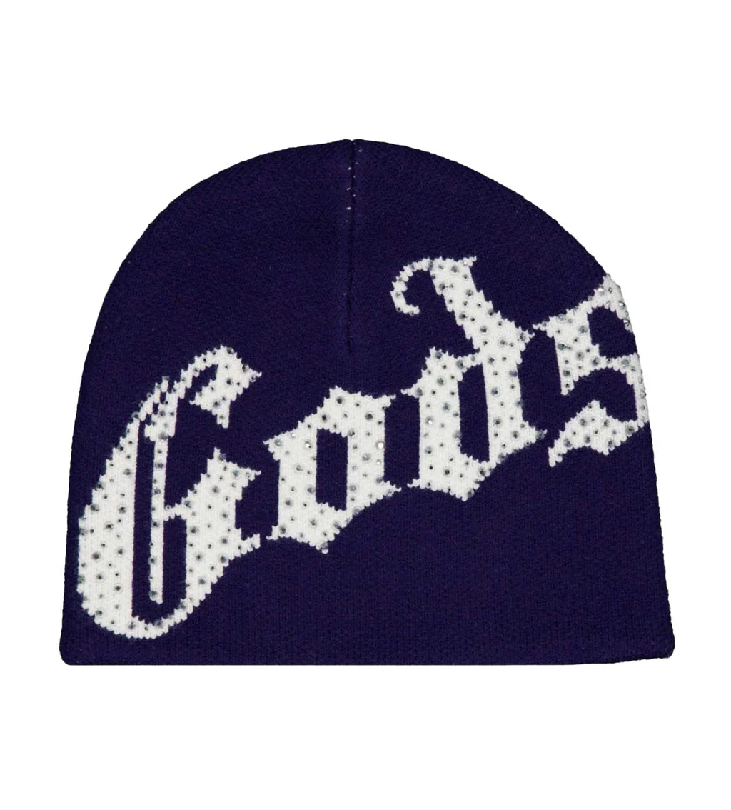 Godspeed Forever OG Logo Studded Beanie NavyWhite